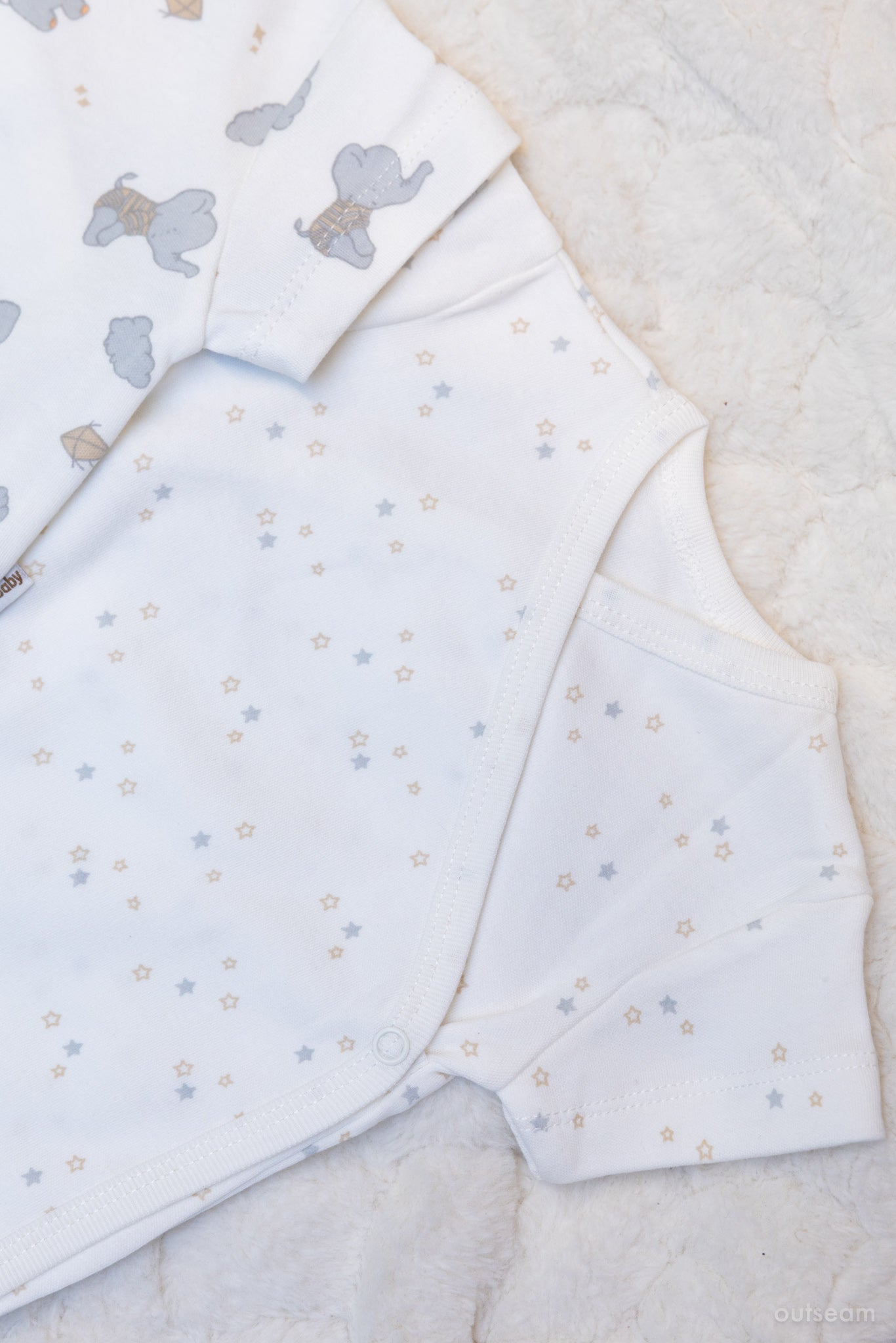 Outseam Bodysuit Set Brown Elephants Stars — detail view 3